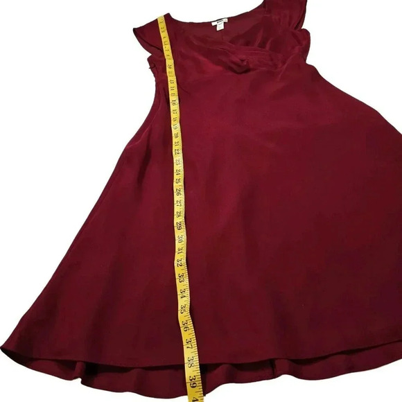 J.crew Burgundy Cocktail Dress V-neck Cap Sleeve Impire Waist 100% Silk Size 10 - Picture 7 of 13